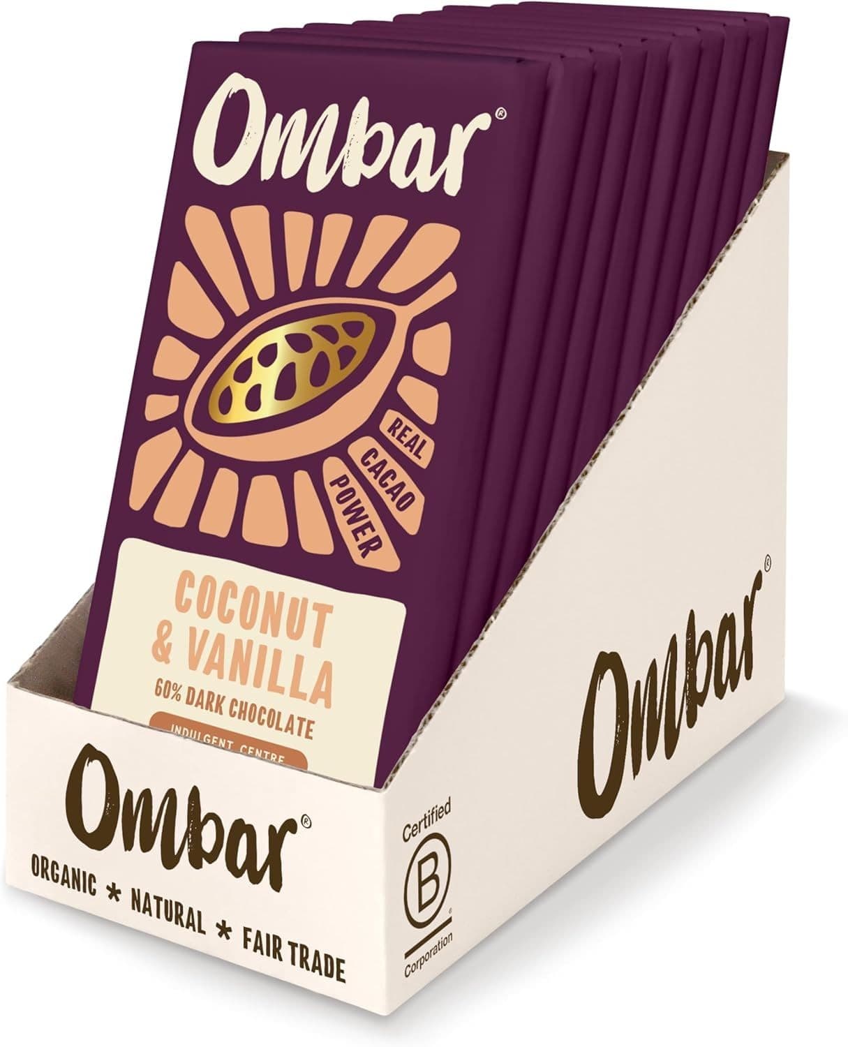 Ombar Coconut and Vanilla Centres - Pack of 10 (70g each)