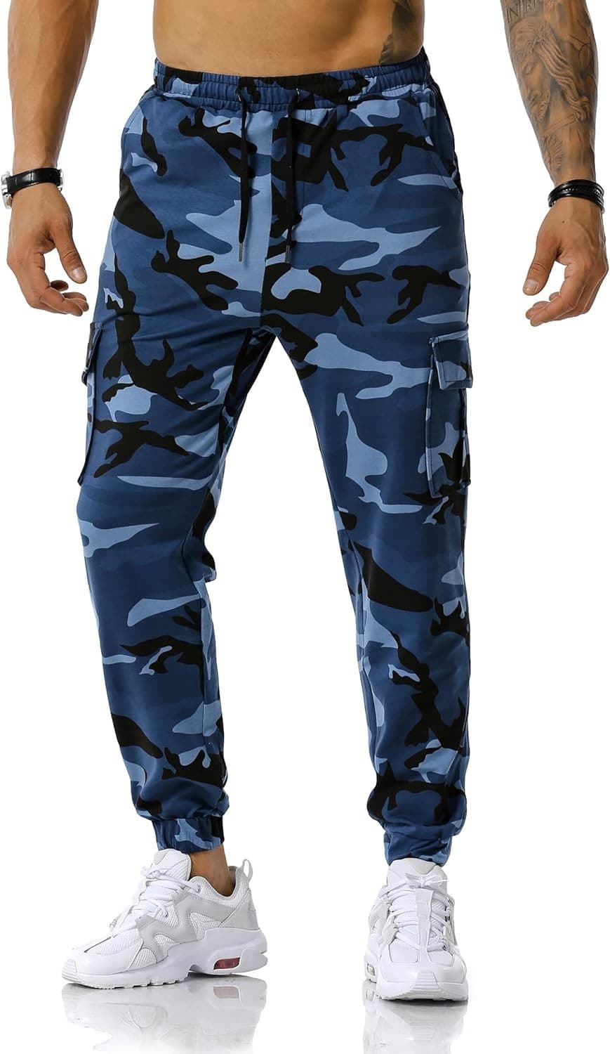 Camouflage Tracksuit Bottoms Men Camo Jogging Trousers Cargo Joggers Pants Mult