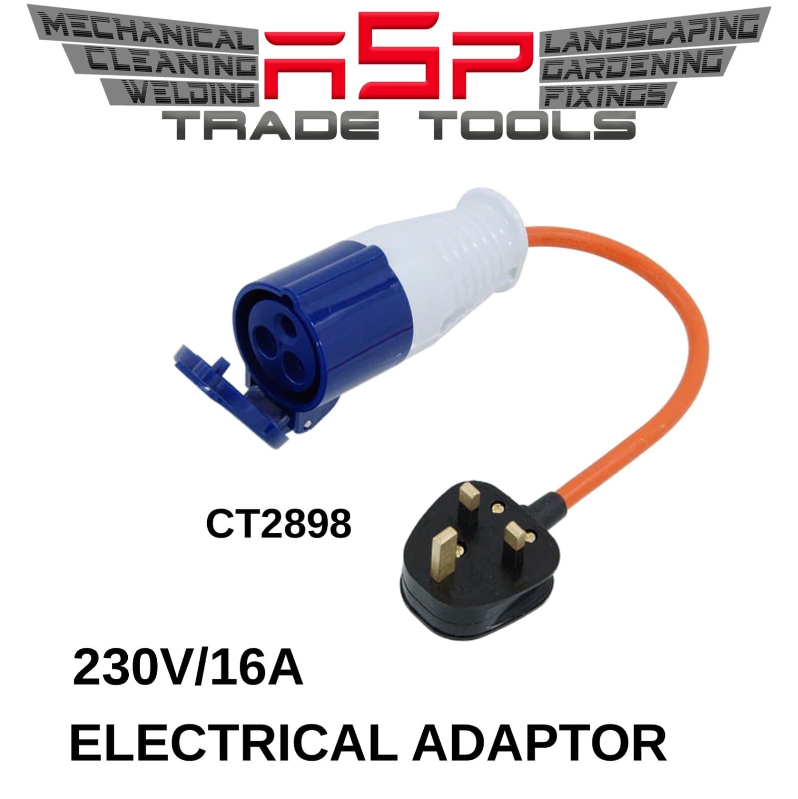 16A European Hook Up Adapter 230V 3 Pin to EU Plug Camping Caravan Motorhome