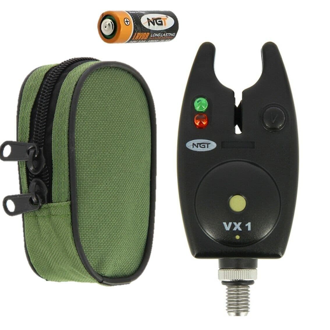 NGT VX1 Bite Alarm with Volume Control + Battery + Case. Carp| Pike and Coarse