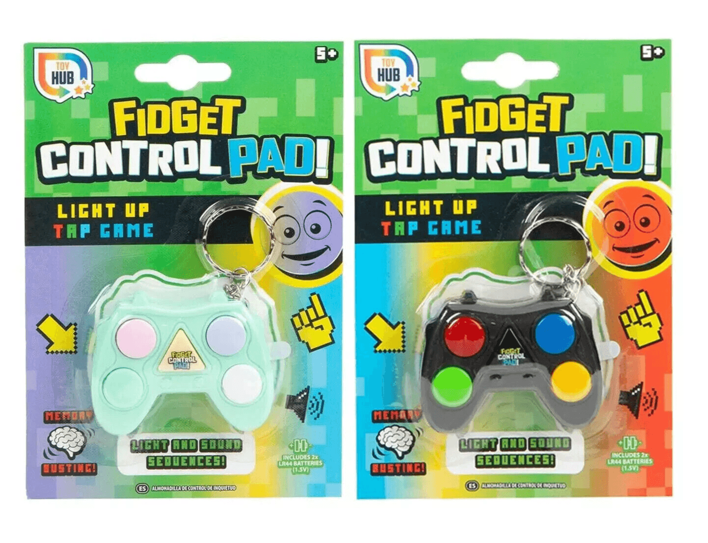 Toy Hub Fidget Control Pad Light Up Tap Game Buttons Press Stress Toys 2 Pack UK