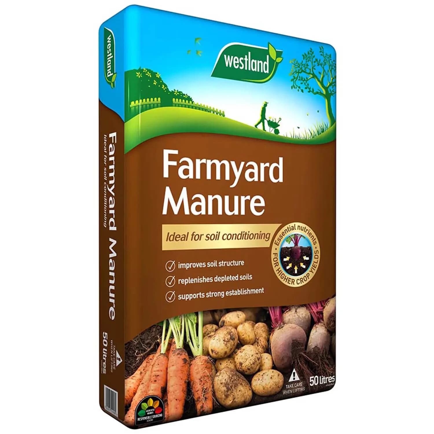 Westland Farmyard Manure Soil Conditioner Plant Fertilizer Gro-Sure Organic 50L