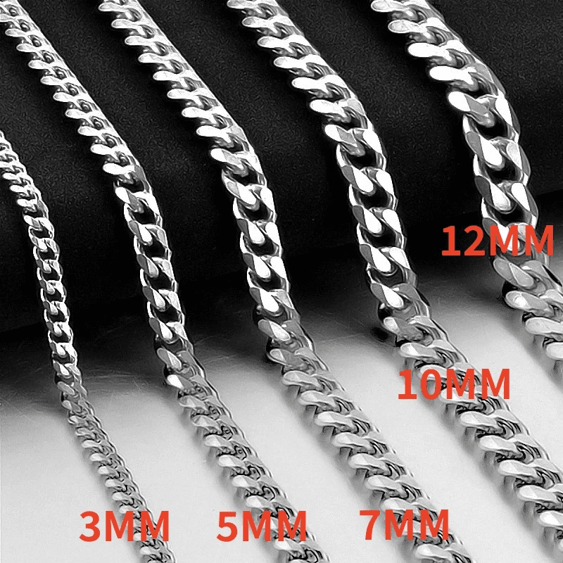 316L Stainless Steel Chain Cuban Link Necklace for Men Thick Heavy Chain Punk Ro