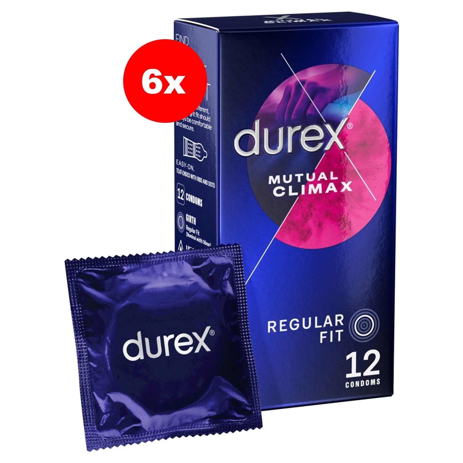 Durex Mutual Climax 72 Condoms Ribbed Dotted Delay 6 Pack