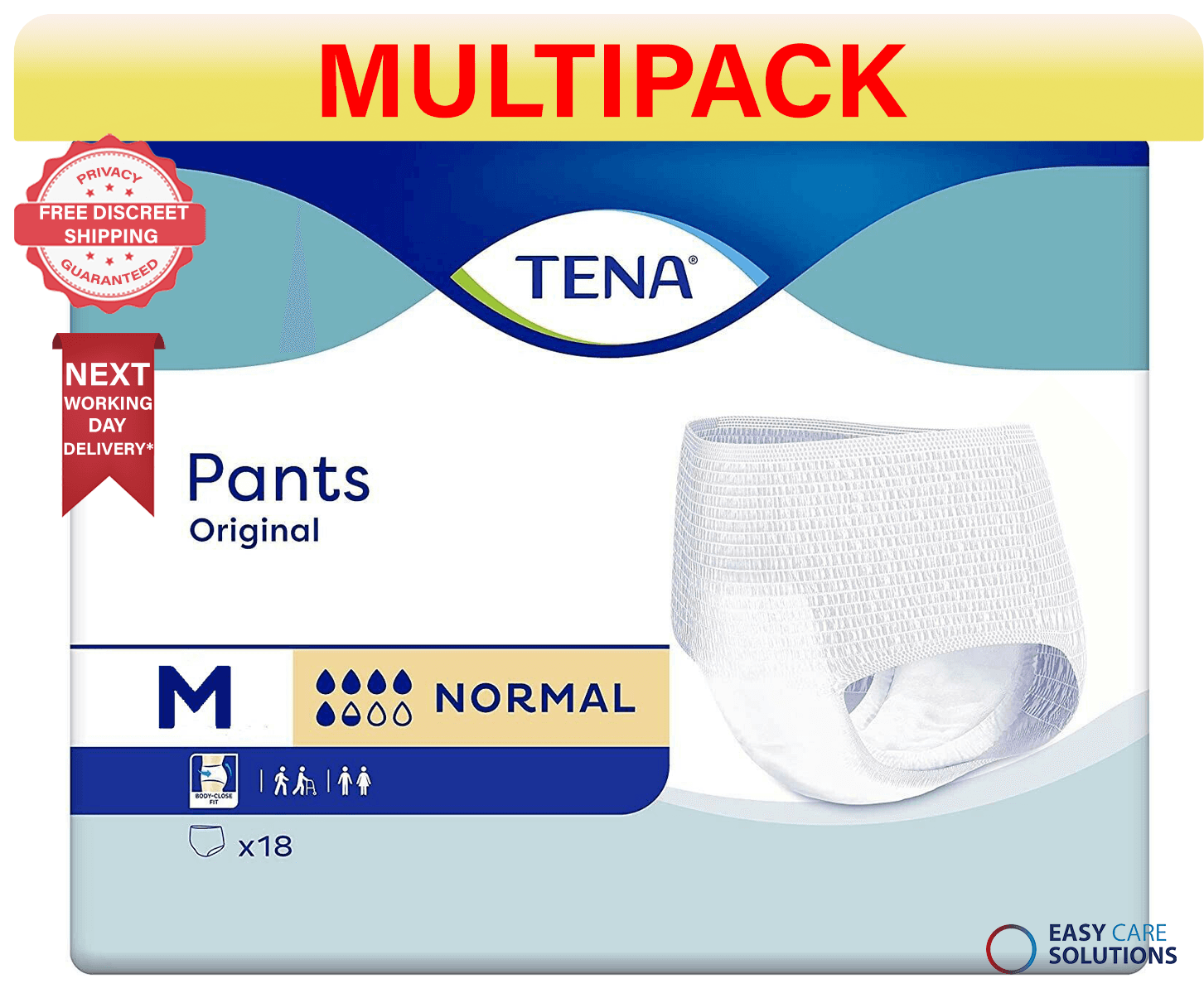 Tena Pants - Original - Medium - Case - 2 Packs of 18 Incontinence Pants