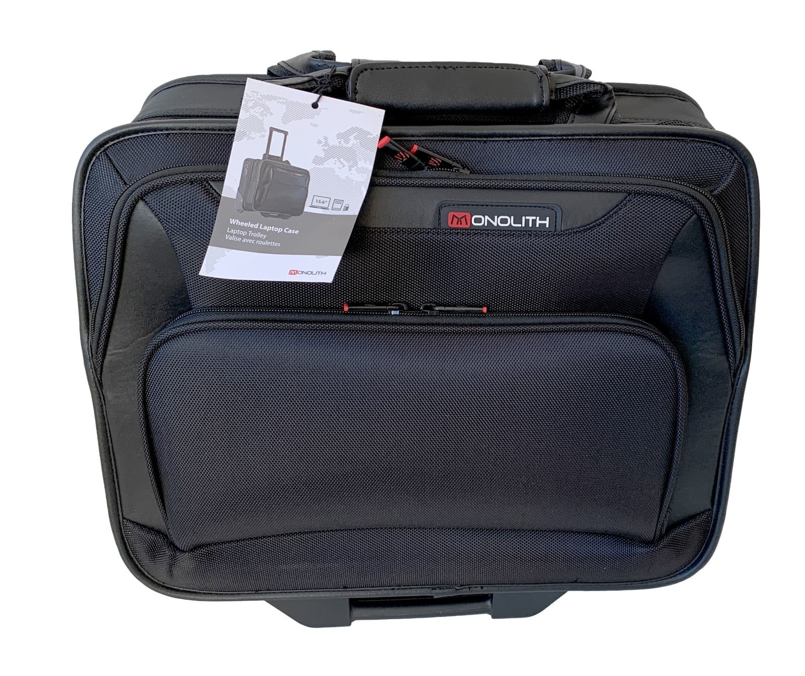 Monolith Soft Sided Wheeled Pilot Laptop Case with Pull Up Handle Black (2372)