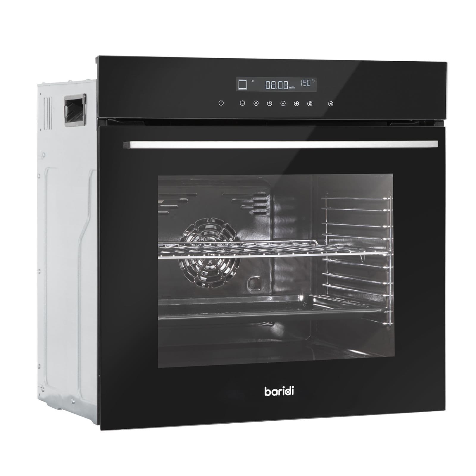 Baridi 60cm Built-In Fan Assisted Single Integrated Electric Oven Black - DH199