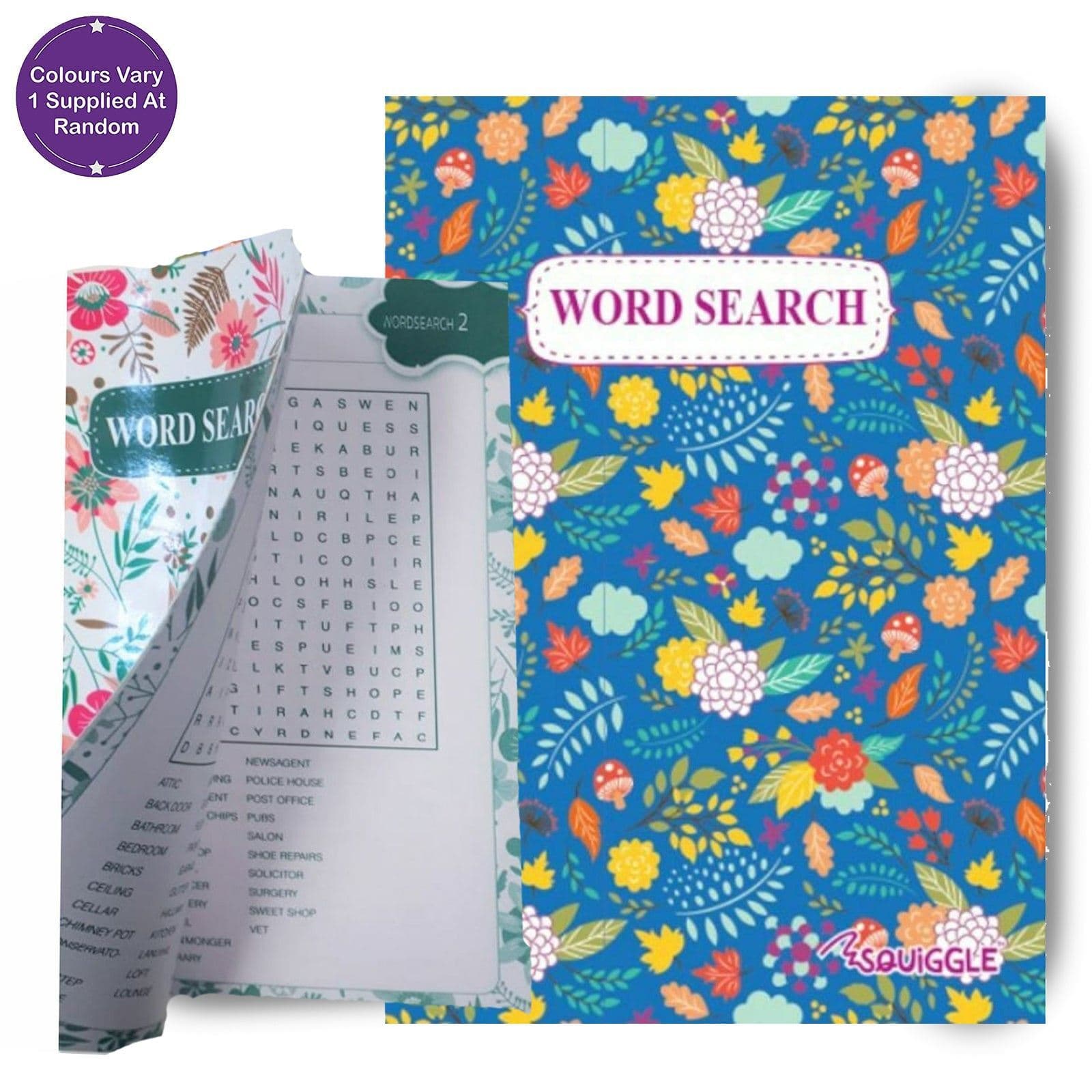 Squiggle Floral Cover Wordsearch A5 Assorted