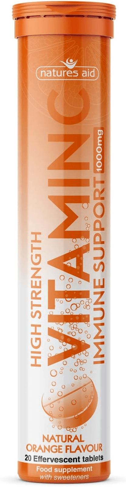Natures Aid Vitamin C 1000Mg Effervescent 20 Tablets – High Strength Fizzy Suppl