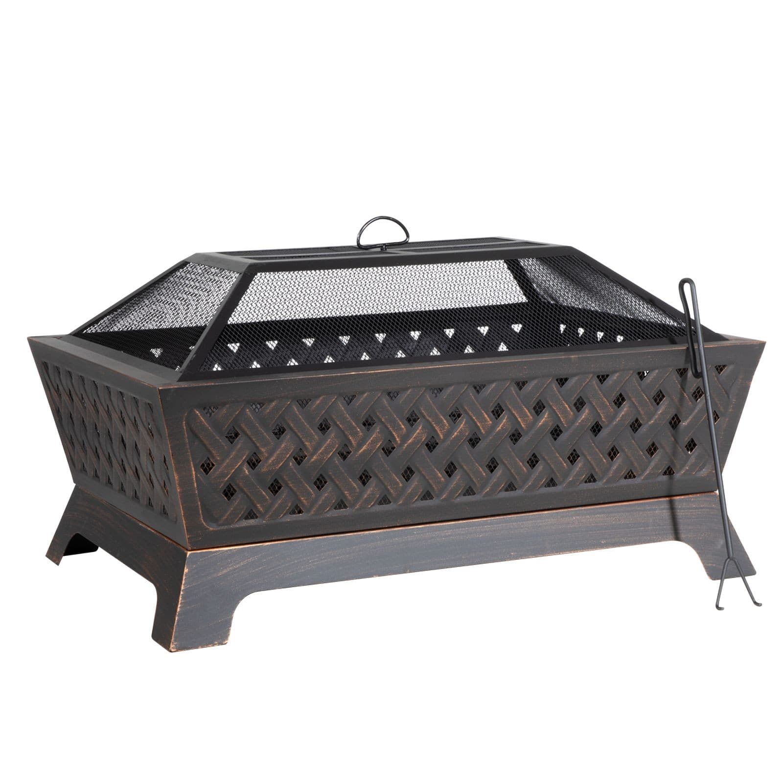 Dellonda 35\" Rectangular Outdoor Fire Pit| Antique Bronze Effect