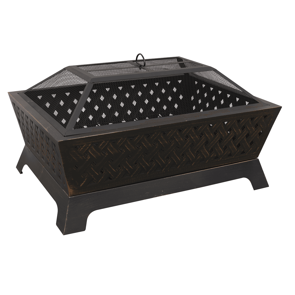 Dellonda 35\" Rectangular Outdoor Fire Pit| Antique Bronze Effect DG44