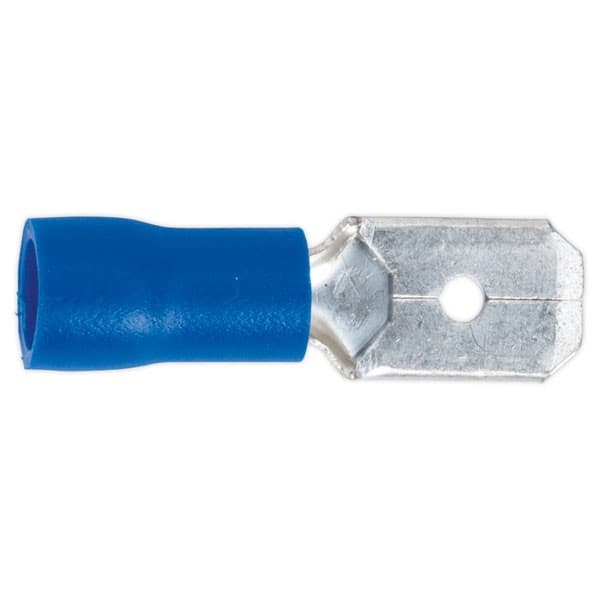 Sealey Push-On Terminal 6.3mm Male Blue Pack of 100