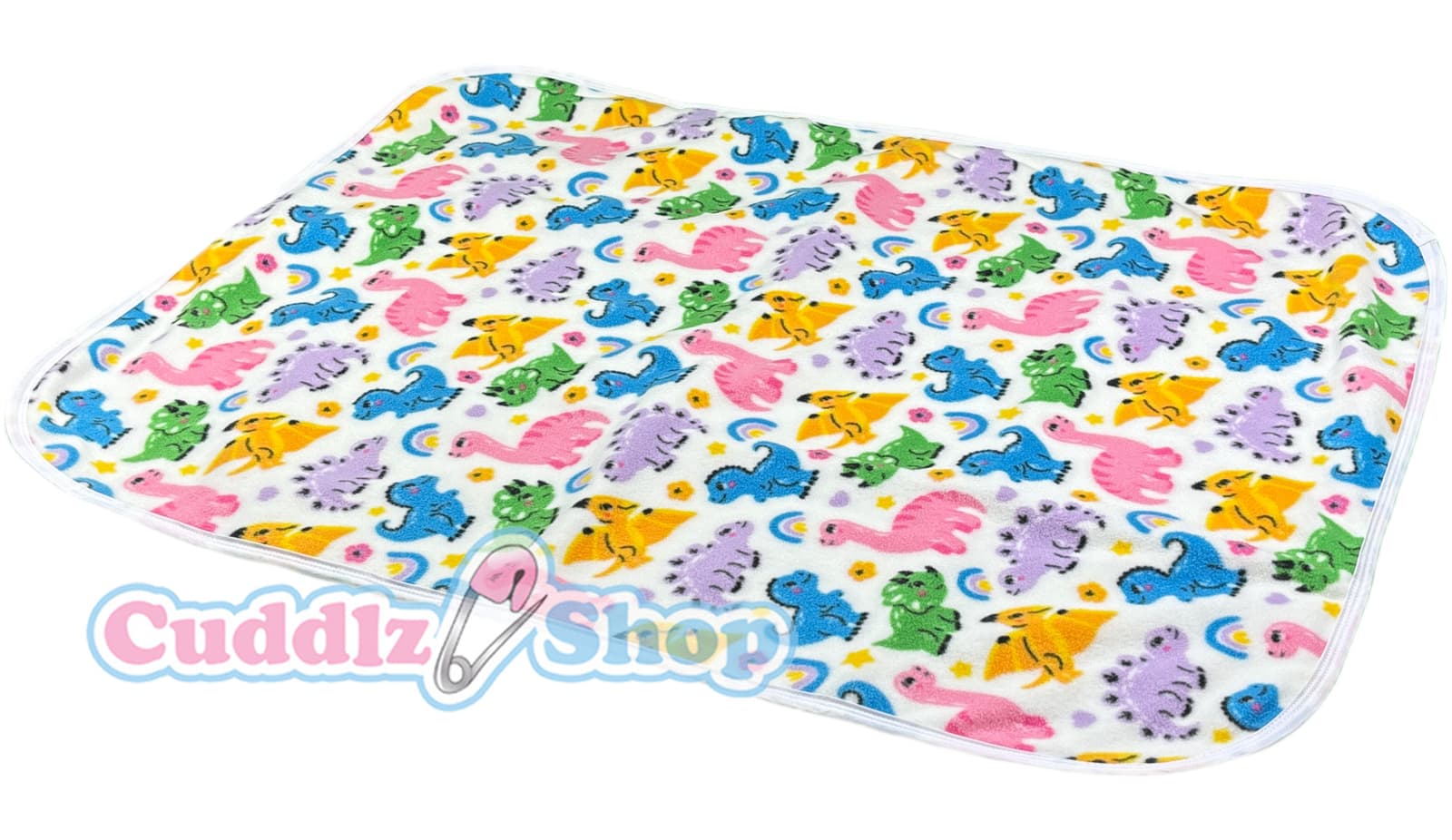 Cuddlz Cream Dinosaur Pattern Fleece Adult Sized Changing or Play Mat Reversible