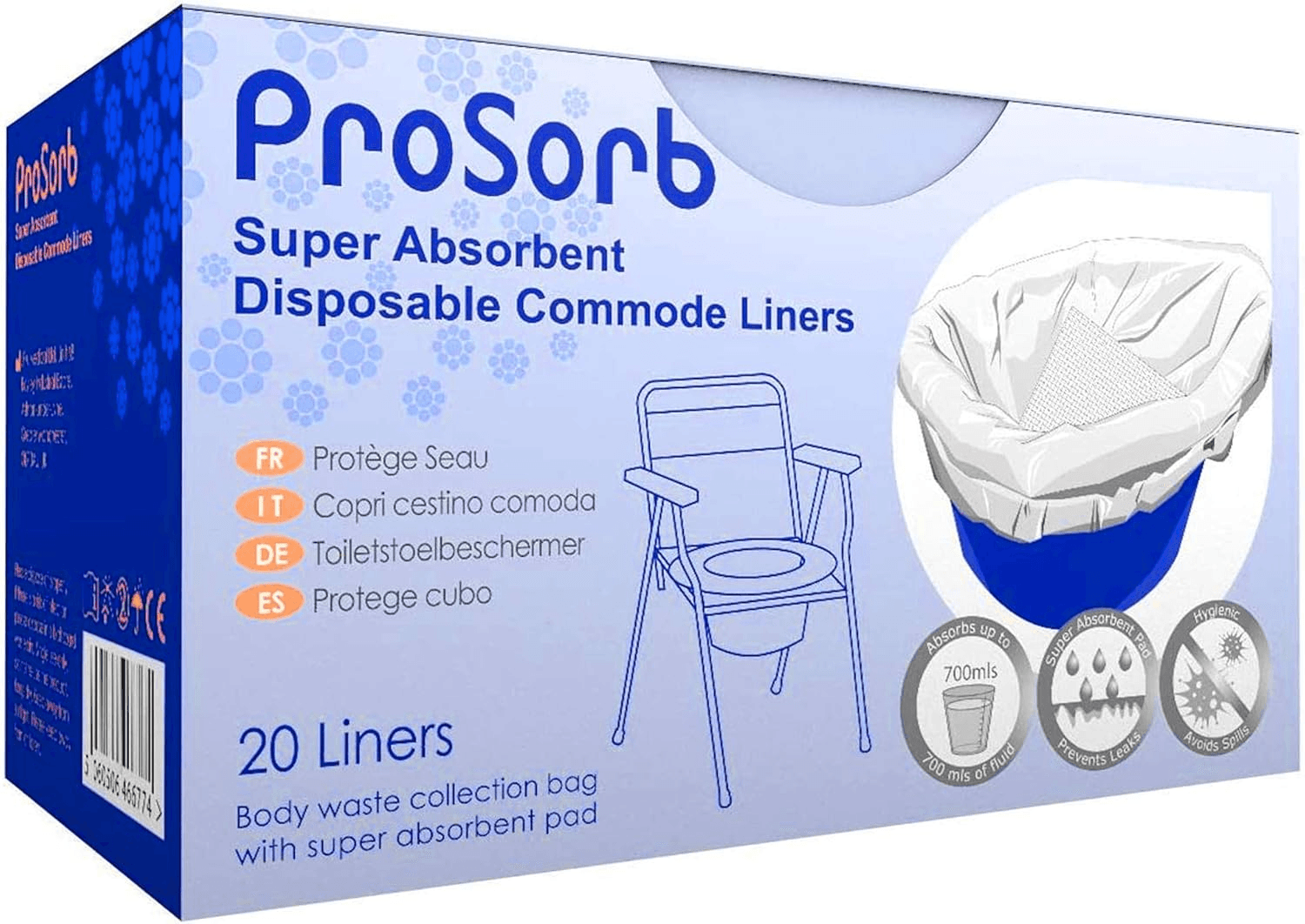 Pack of 20 Prosorb Super Absorbent Disposable Commode / Bed Pan Liners