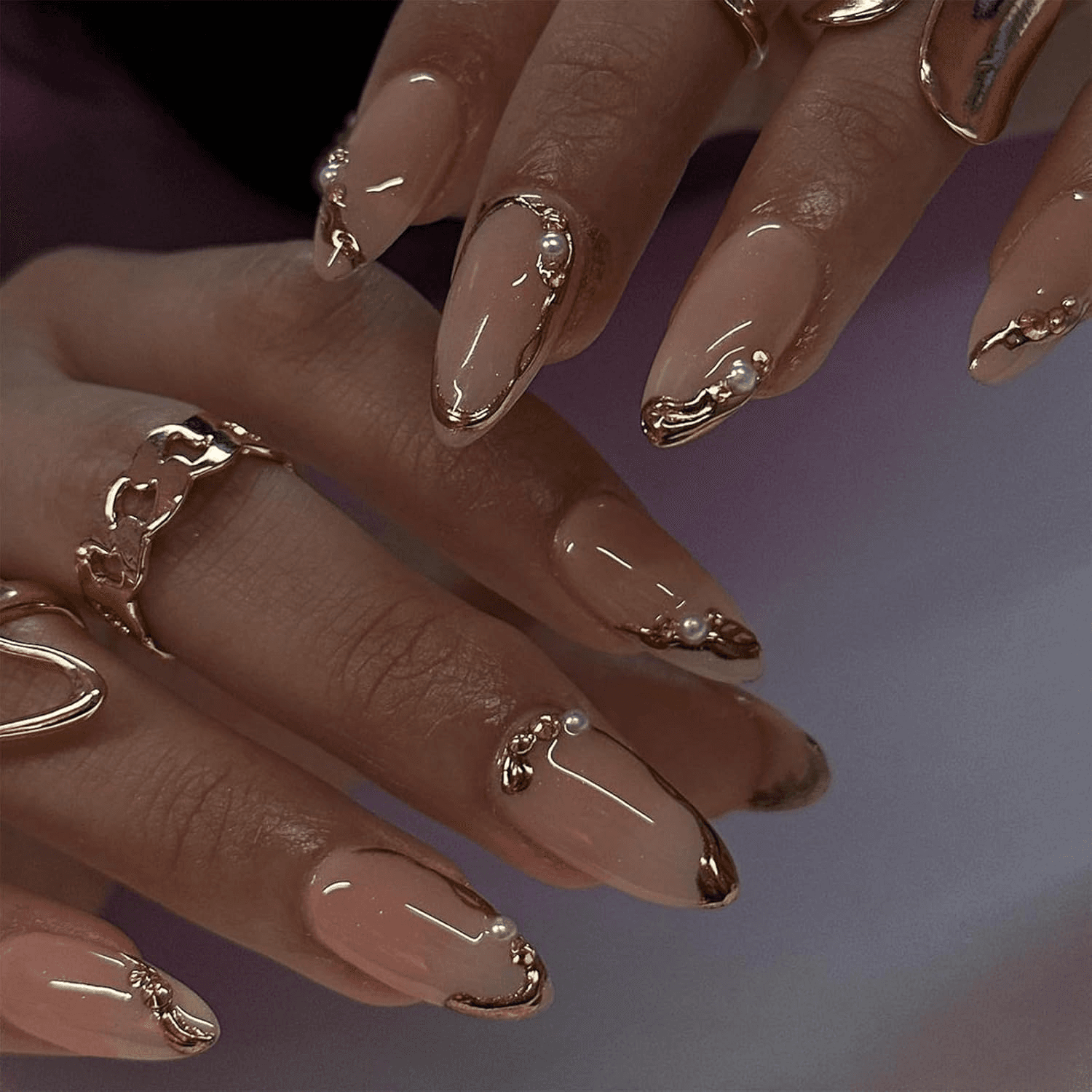24Pcs Pink Press on Nails| Almond False Nails with Glue| Medium Length Stiletto