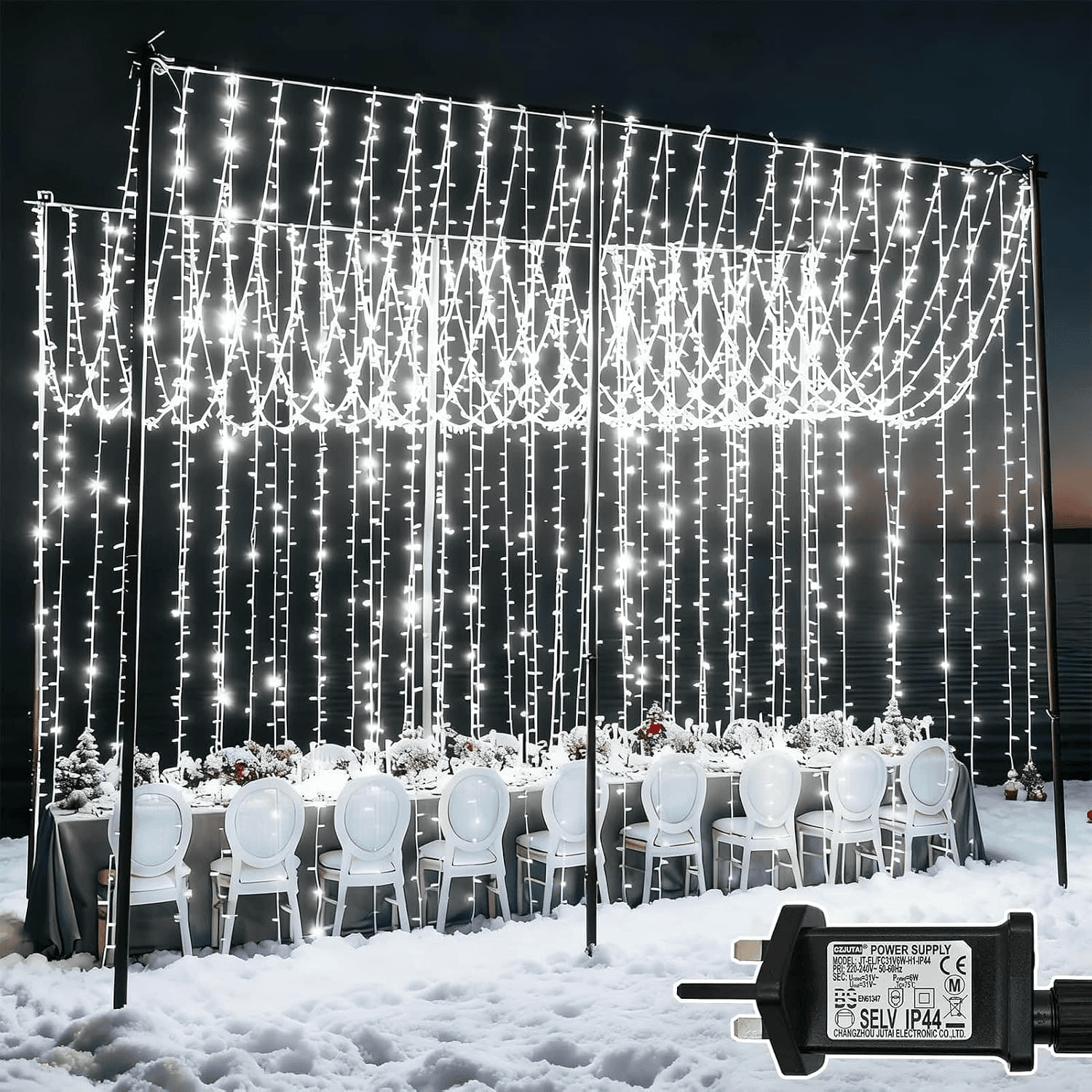 Curtain Lights Outdoor| 6Mx3M 600 LED Curtain Fairy Lights Plug In| 8 Modes/Time