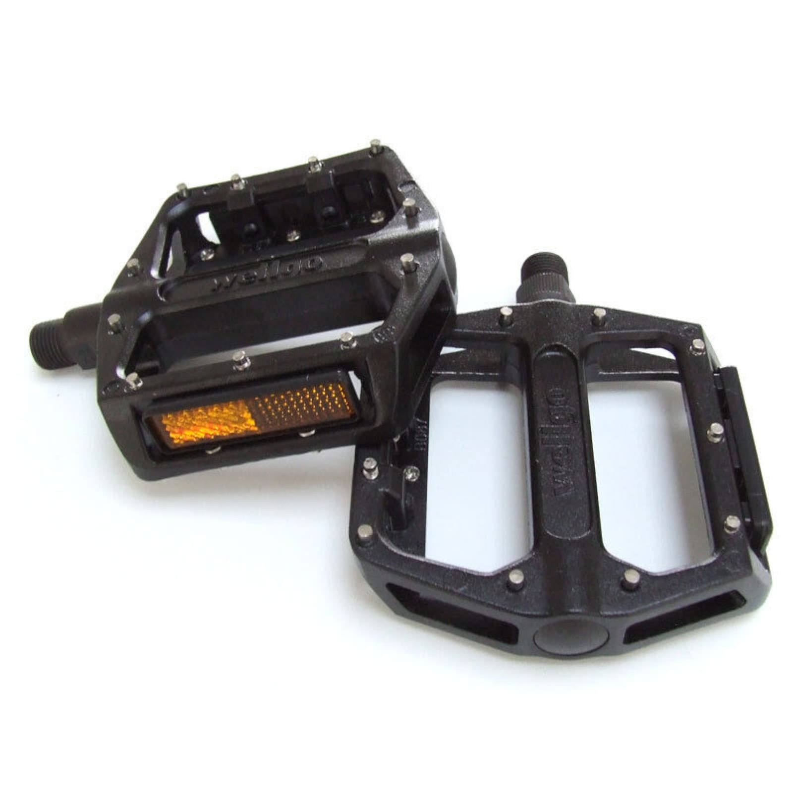 Flat Bike Pedals Wellgo B087U Alloy Platform 9/16\" MTB/BMX Black Pair