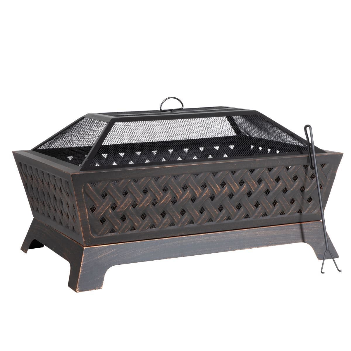 Dellonda 35\" Rectangular Outdoor Fire Pit Antique Bronze Effect