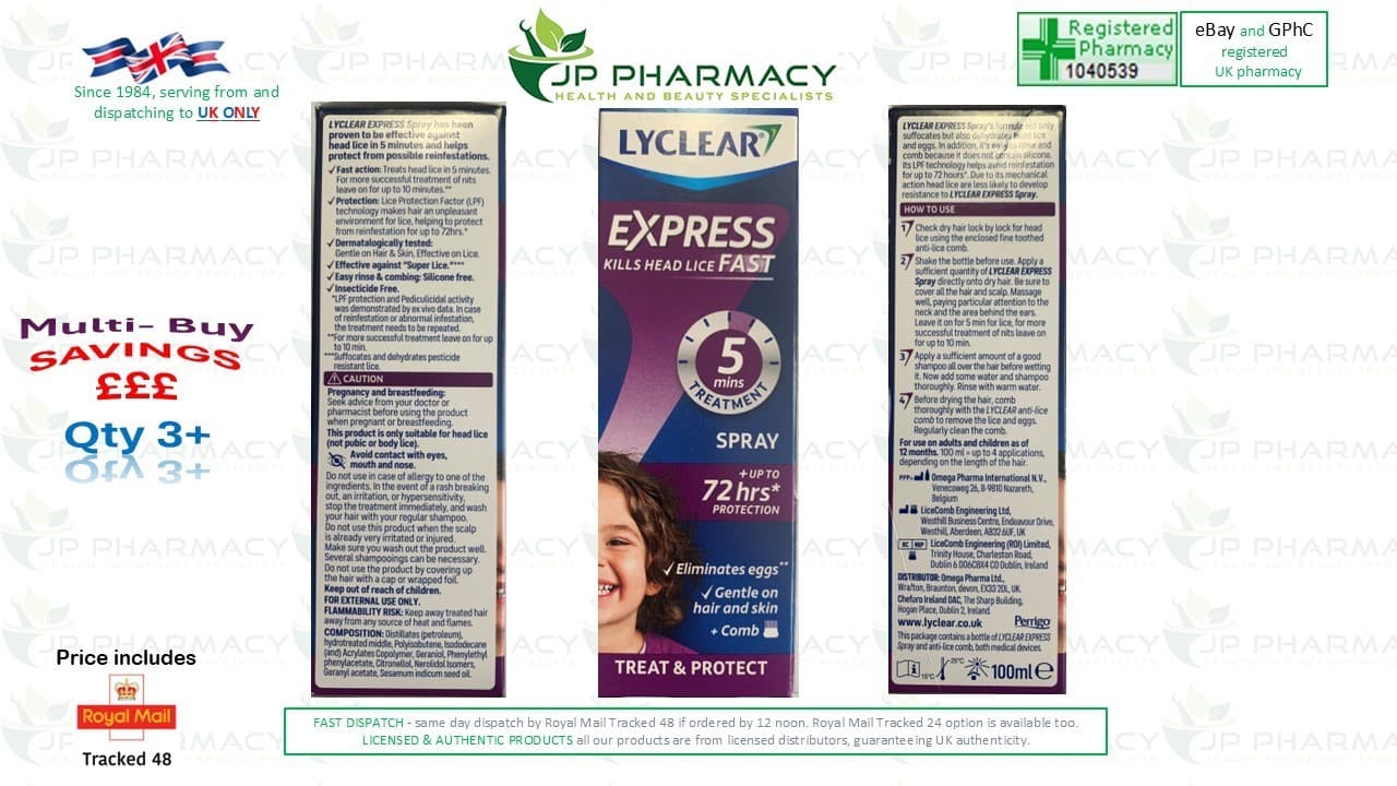 Lyclear EXPRESS KILLS HEAD LICE fast| eliminates eggs| 72hrs protection LOTION.