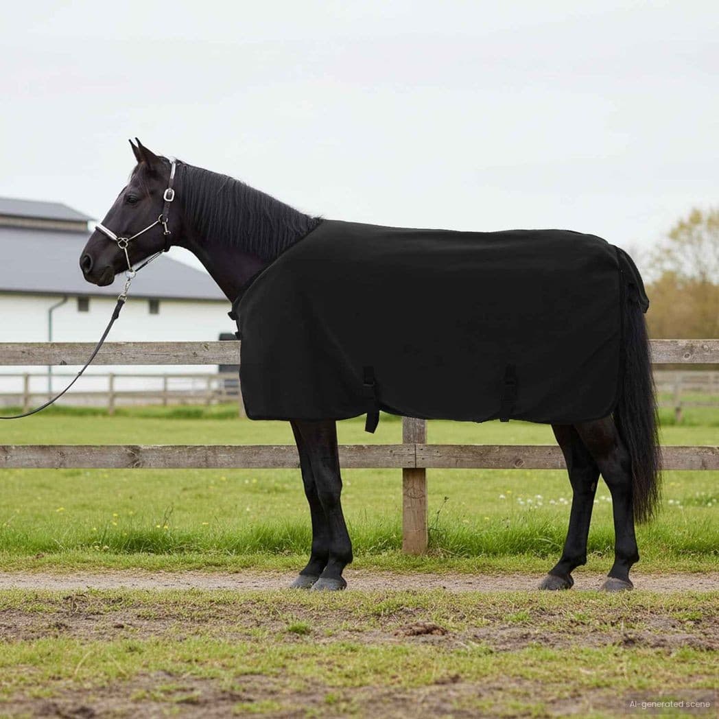 Horse Blanket Black 105cm Polyester Winter Outdoor Breathable Lightweight Cozy