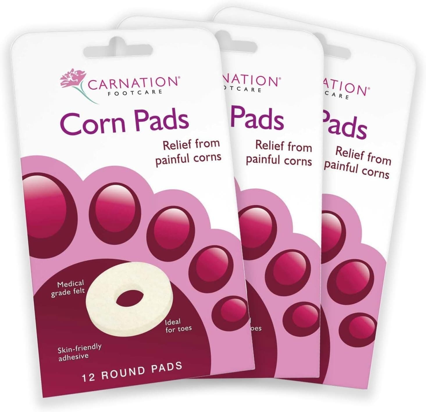 CARNATION CORN PADS ROUND 12 - RELIEF FROM CORNS / PRESSURE (3x12=36)
