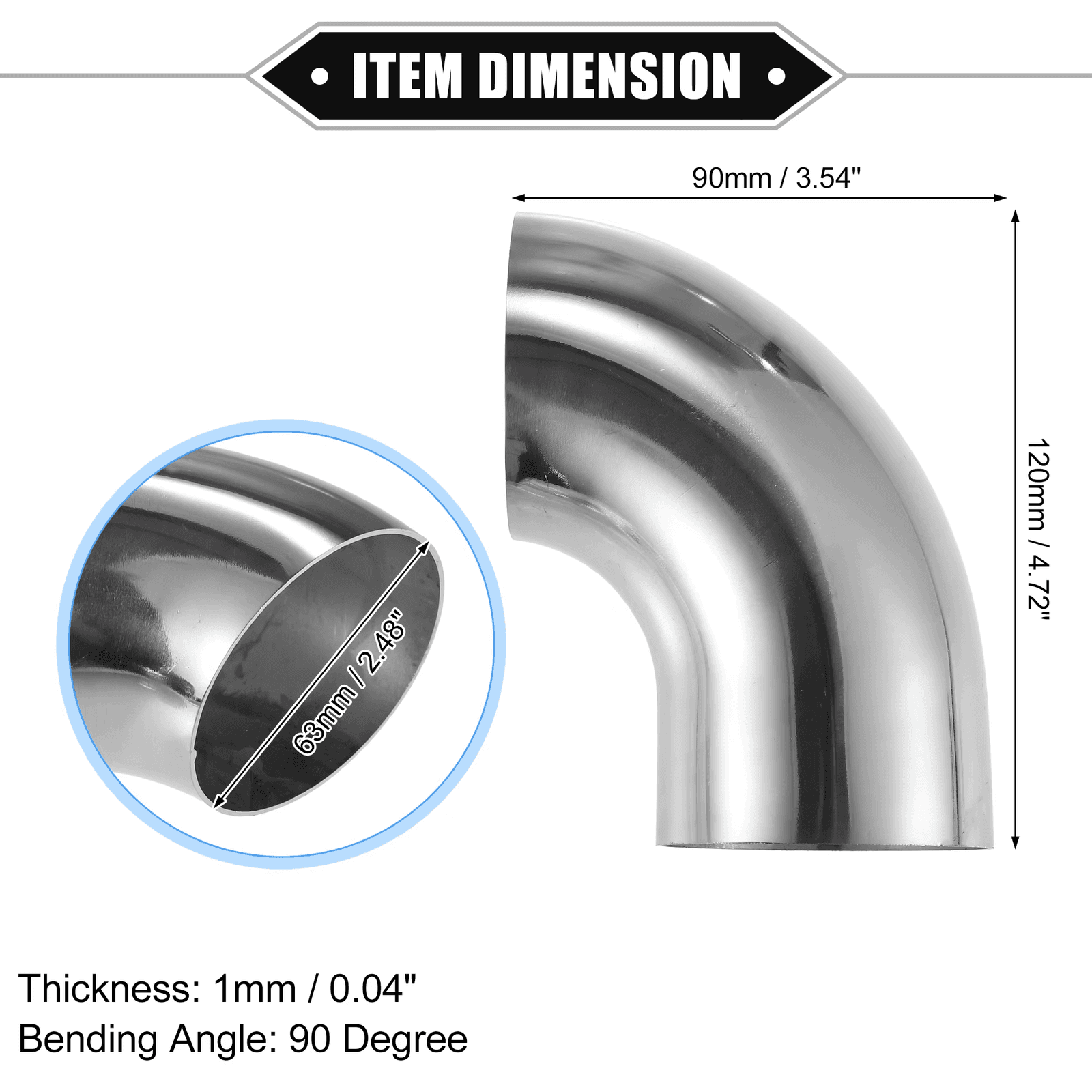 UXCELL 1Pc 19Mm 25Mm 32Mm 38Mm 63Mm 90° Bend Elbow Pipe Tube DIY Exhaust Pipe Ai