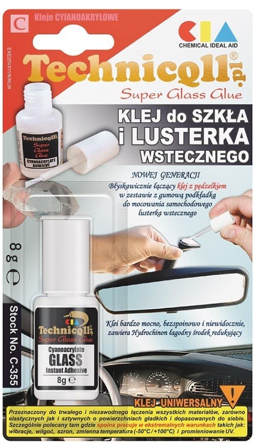 5902051001355 KLEJ DO SZKŁA I LUSTERKA WSTECZNEGO 8G TECHNICQLL