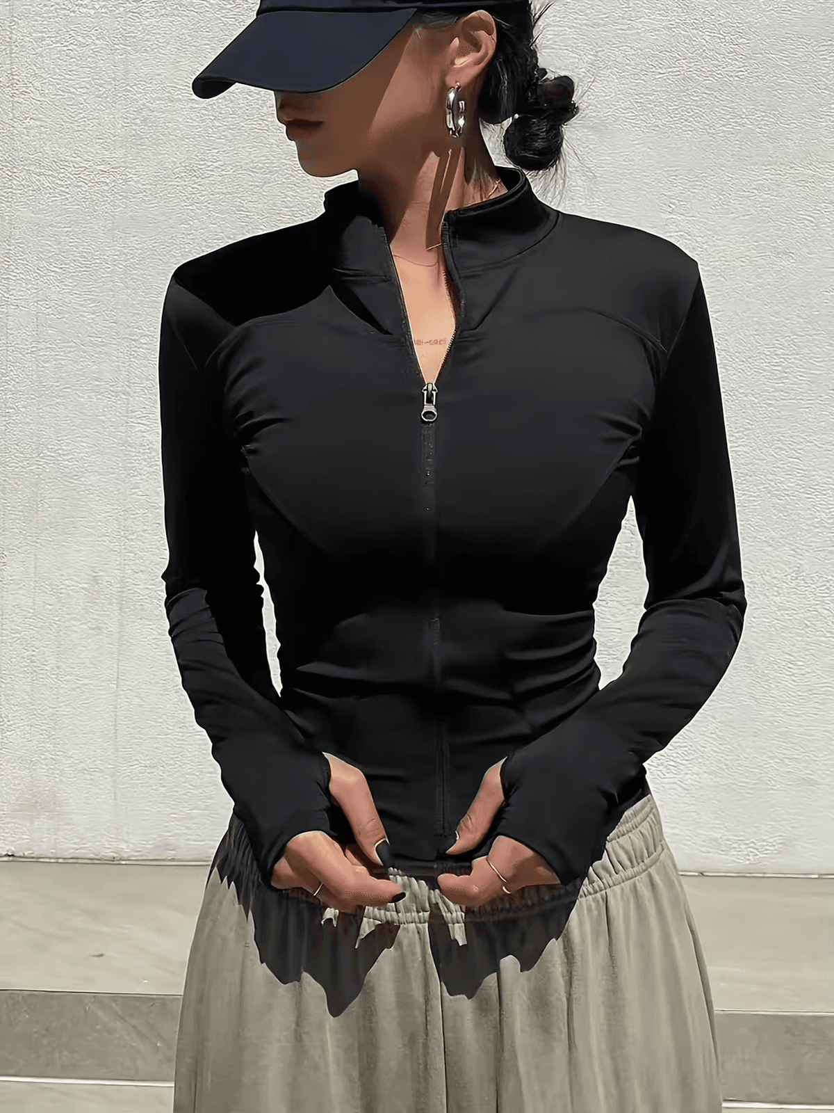 Women's Quick Dry Sports Jacket Zip Running Gym Fitness Yoga Track Collar Coat