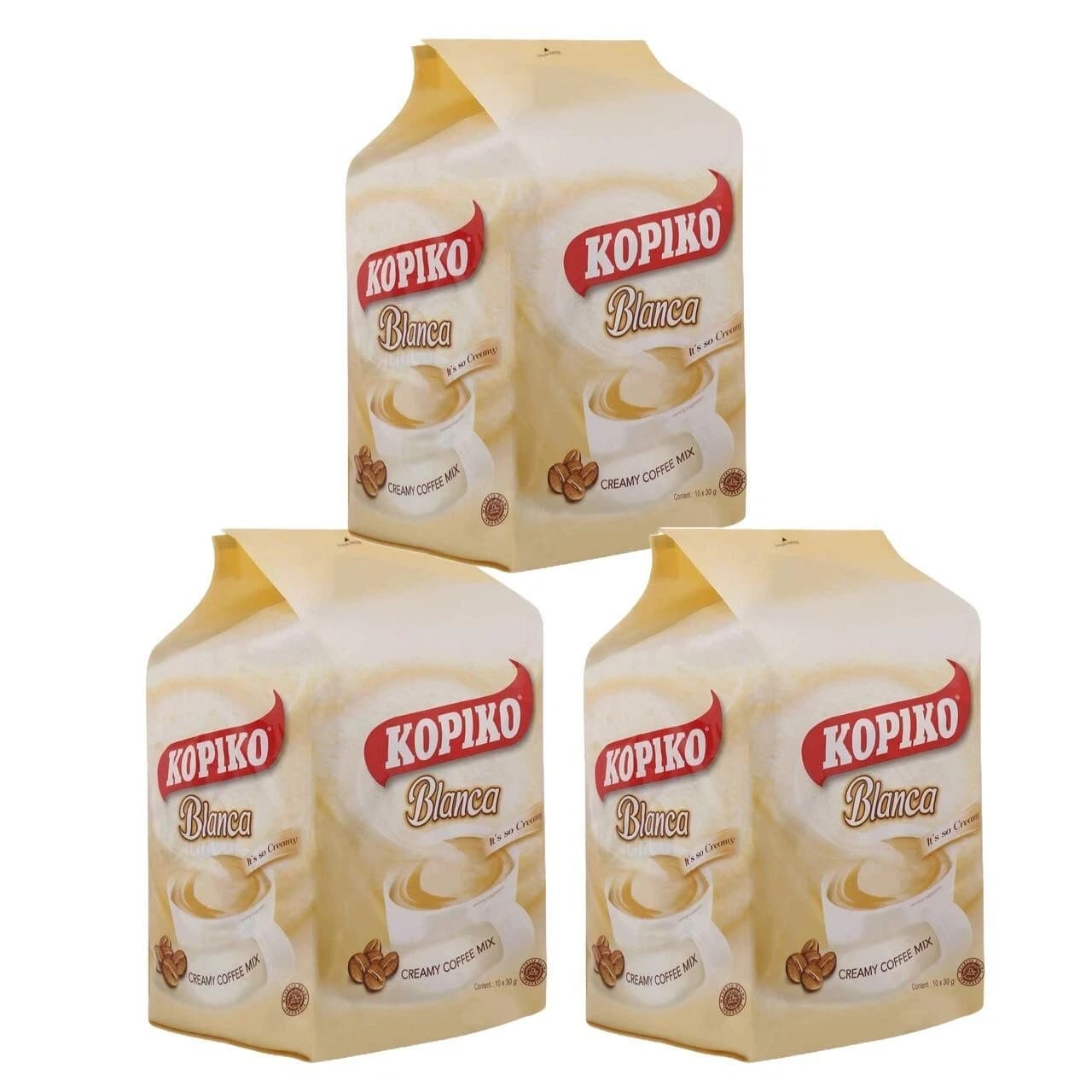 3x KOPIKO Blanca Creamy Mix Instant White Coffee 300g (3 Packs 30 Sachets) HALAL