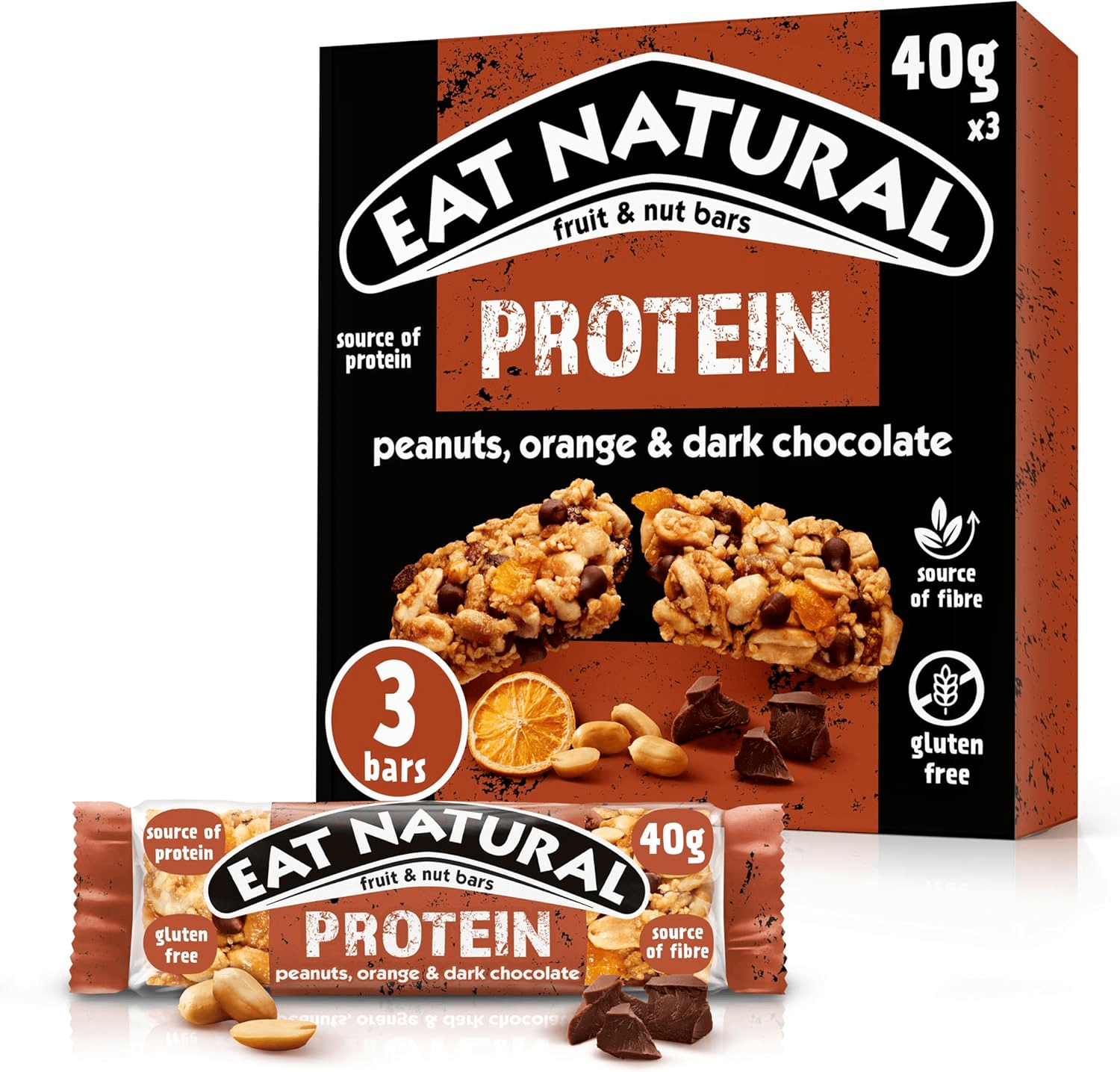 Protein Packed Bars - Peanuts| Dark Chocolate and Orange - Gluten Free| High Fibre