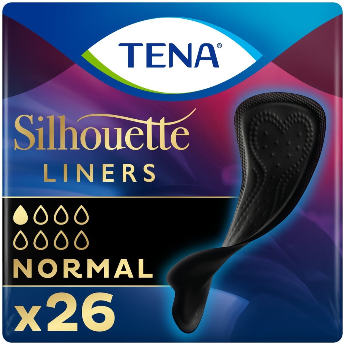 TENA Silhouette Noir Normal Liners - Black - 26 Pack