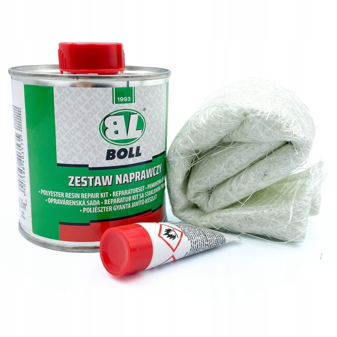 CAR FIBRE GLASS Polyester Resin Hardener Mat Repair Kit Box Set 250G BOLL