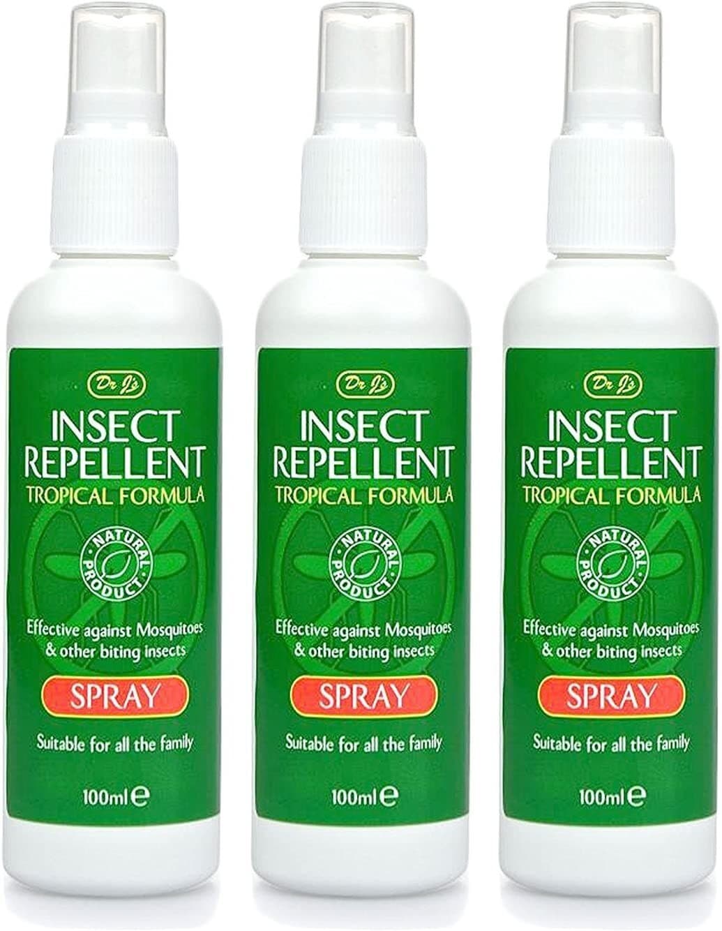 Dr J's Insect Mosquito Repellent Spray Tropical Formula 100ml x 3