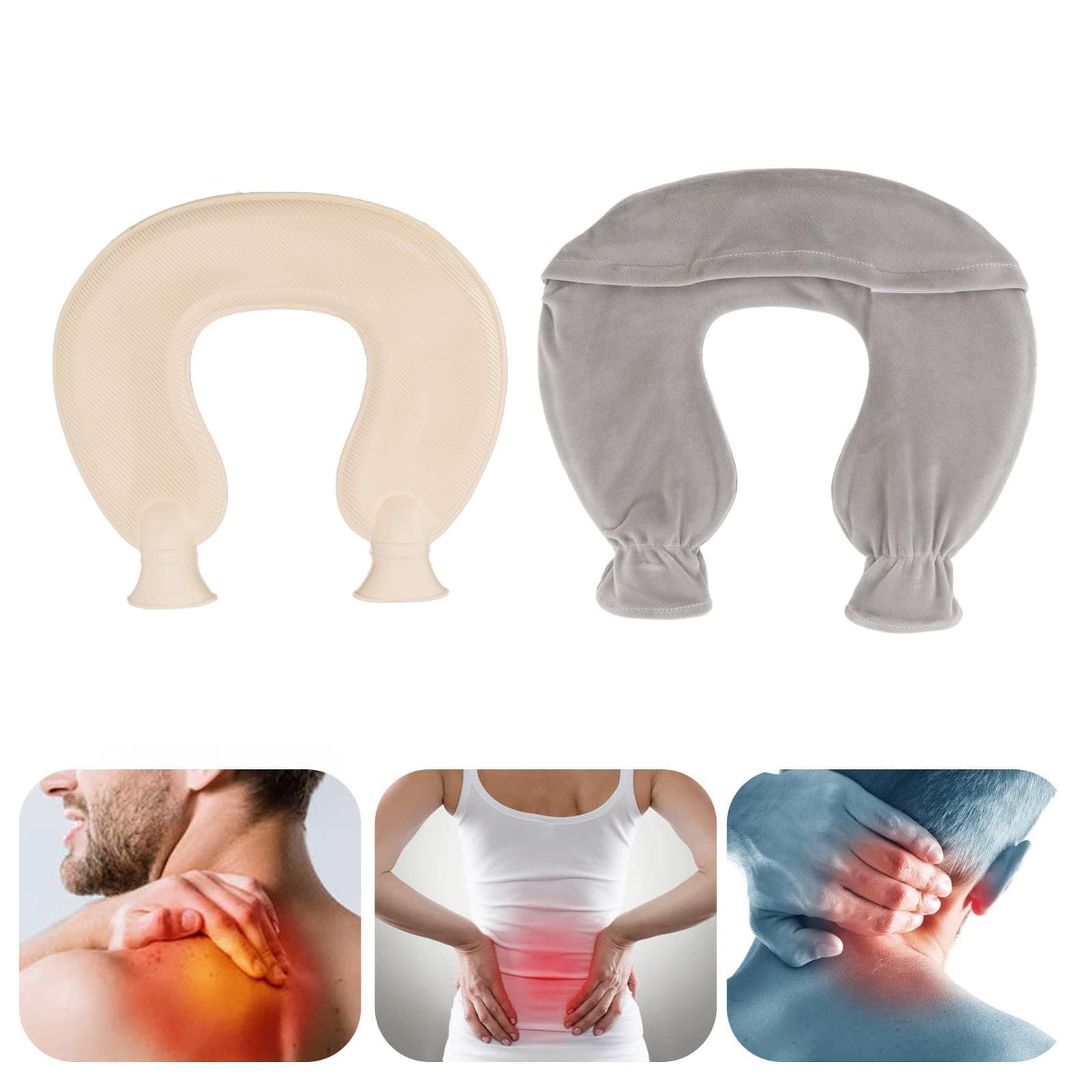Gray 1L Hot Water Bottle U Shaped Hot Water Bag For Winter Neck Shoulder War UO