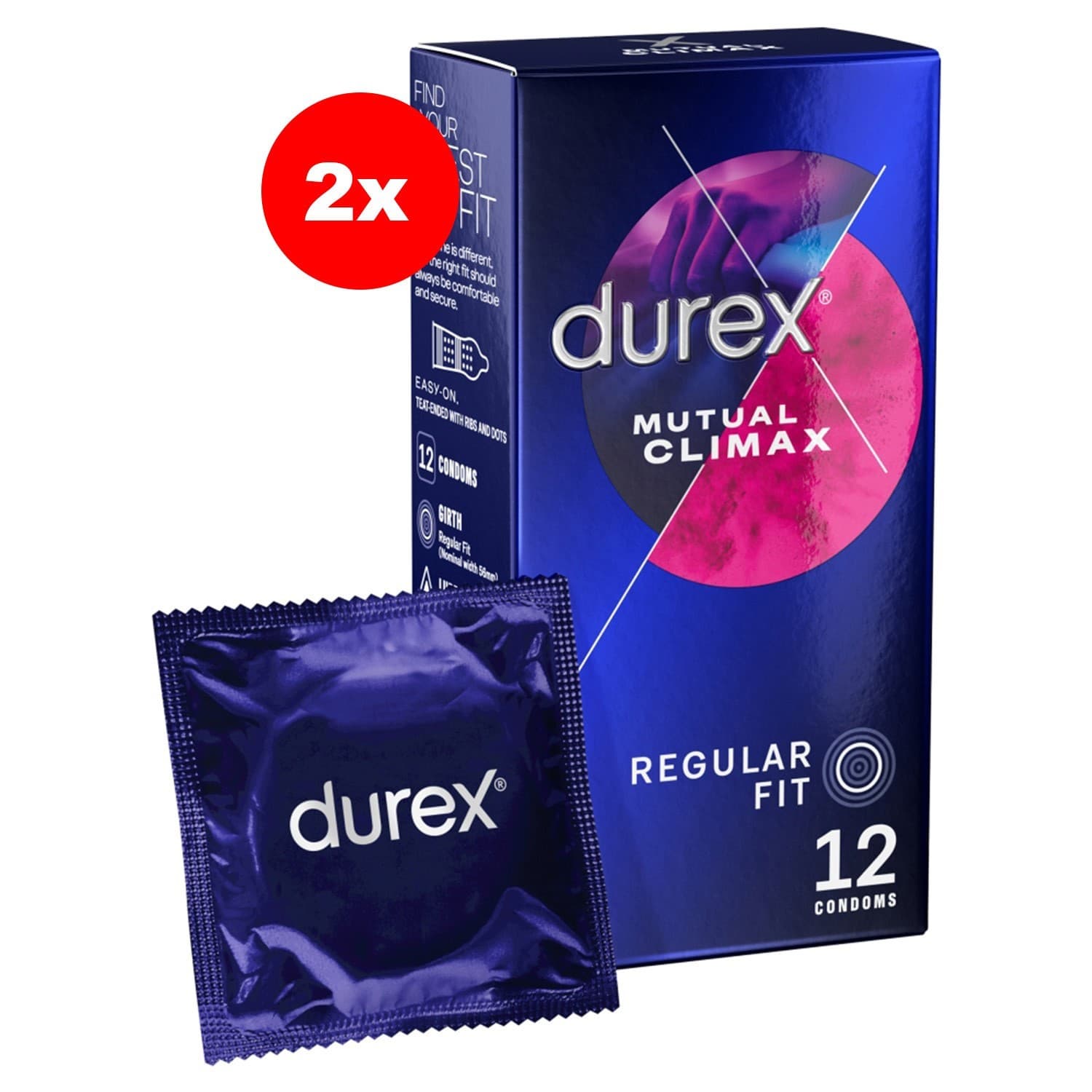 Durex Mutual Climax 24 Condoms Ribbed Dotted Delay 2 Pack
