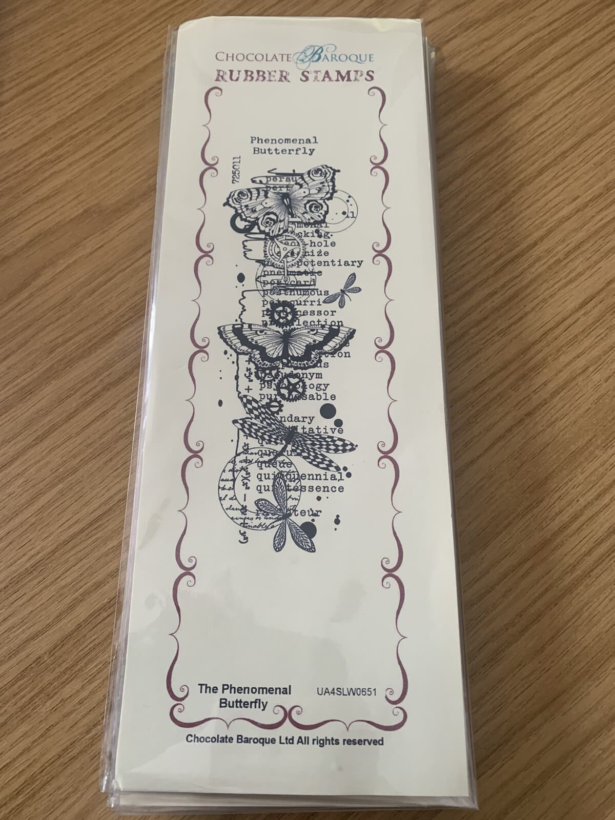 Chocolate Baroque Grey Rubber Stamp Unmounted - The phenomenal Butterfly- NEW
