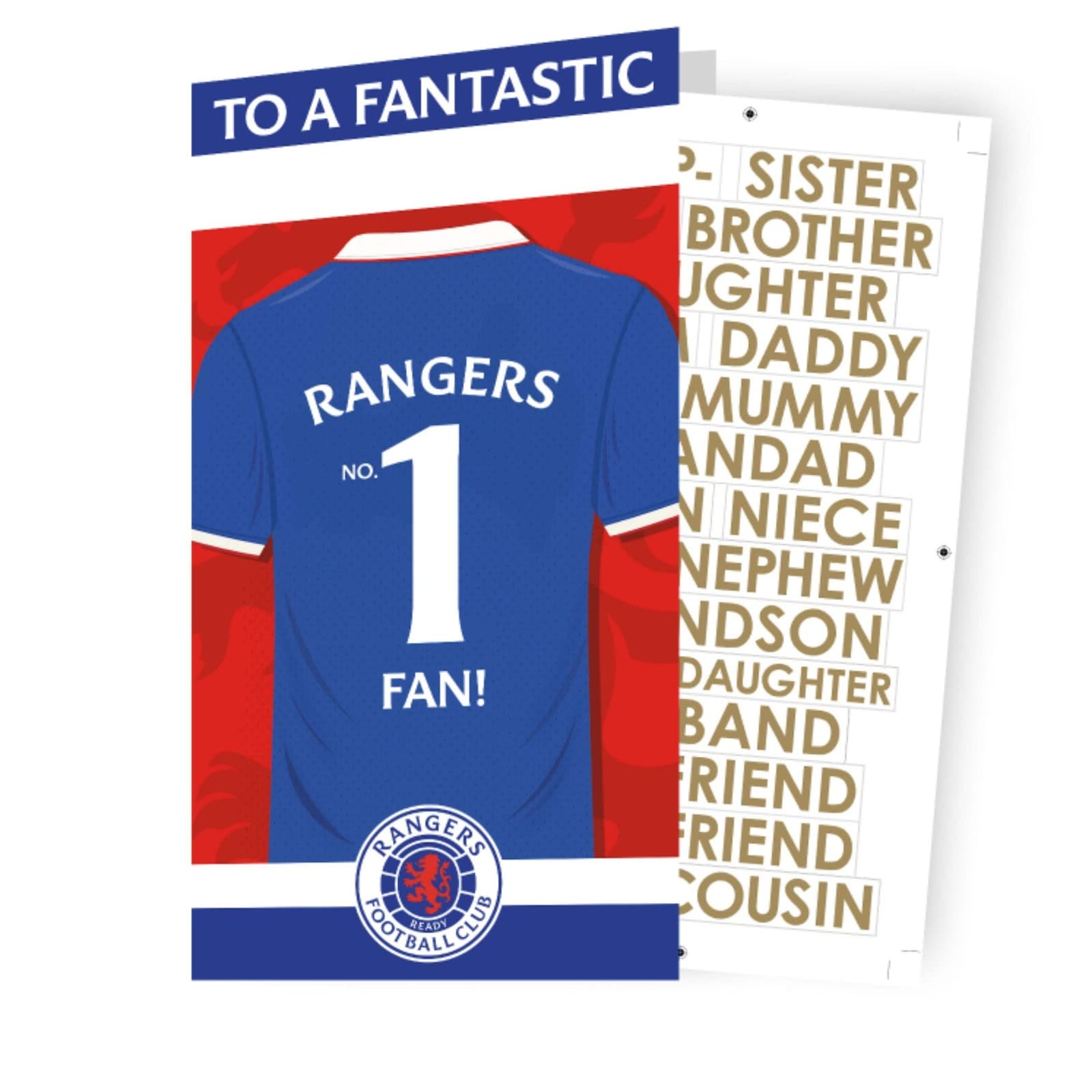 Glasgow Rangers FC Sticker Birthday Card Official Licensed Football Gift