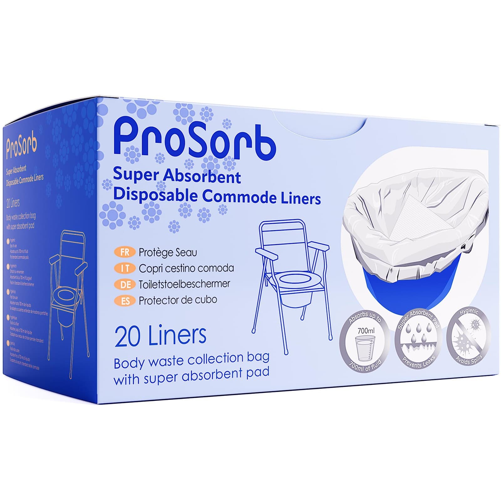 Prosorb Super Absorbent Disposable Commode / Bed Pan Liners Pack of 20