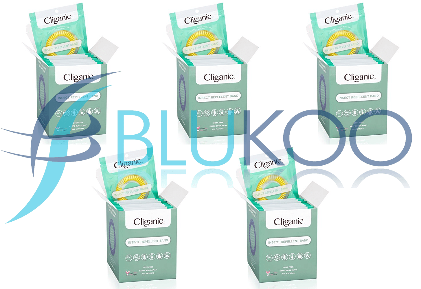 Cliganic Repellent Bands EVA Bracelets - 1 box (Pack of 5)