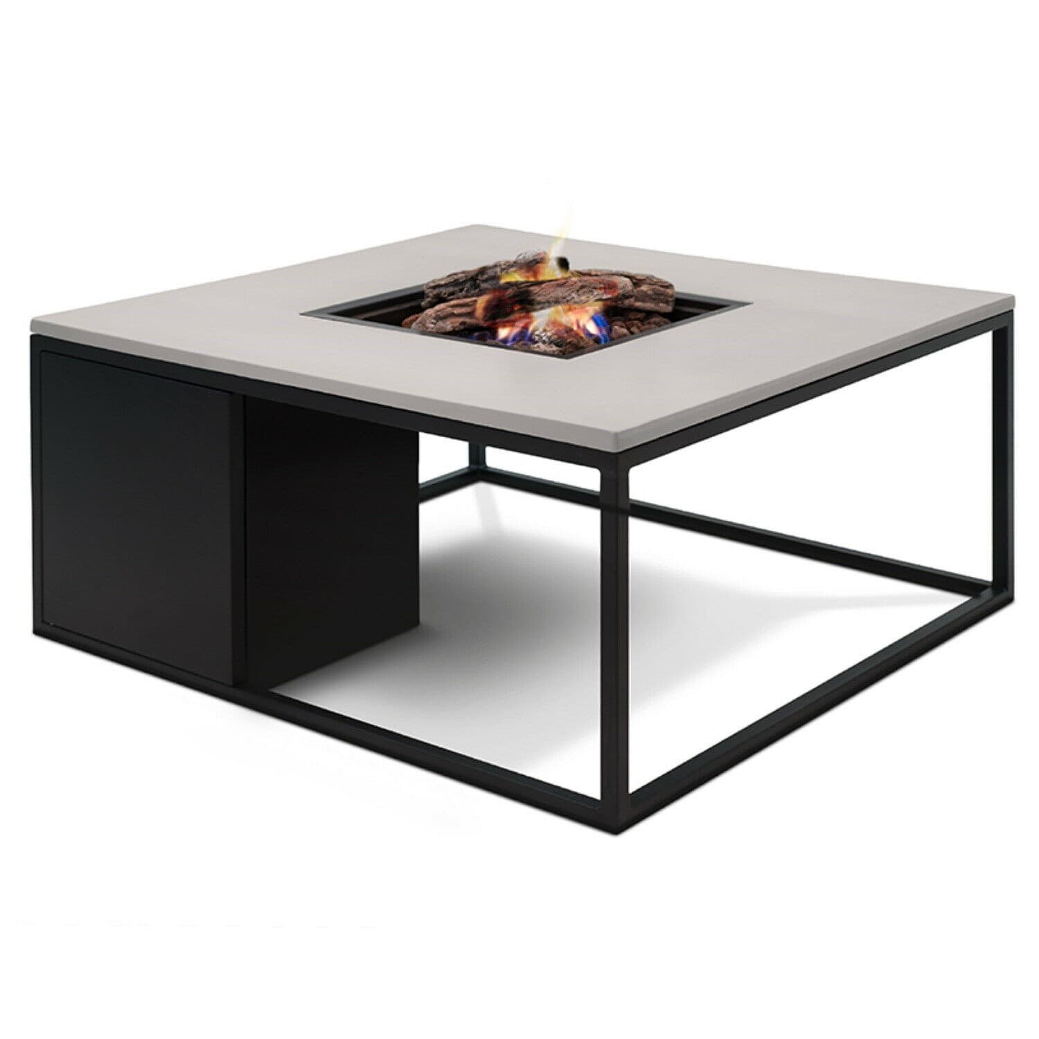 CosiLoft 100 Lounge Table Fire Pit with Black Frame and a Grey Top