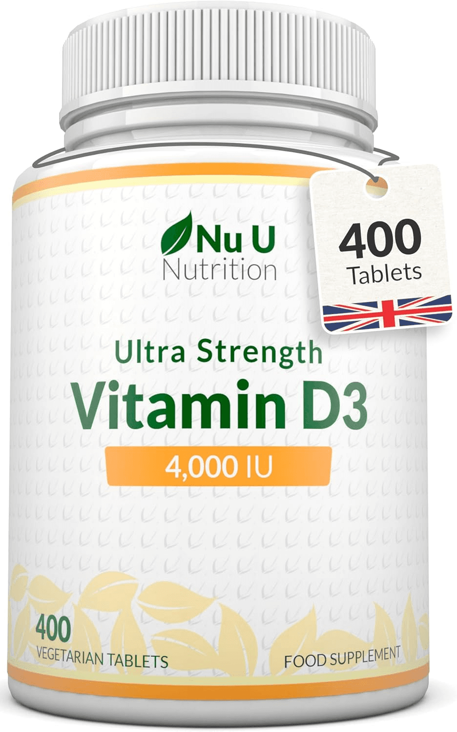 Vitamin D3 4000 IU - 400 Vegetarian Tablets - 13 Month Supply - High Strength 10