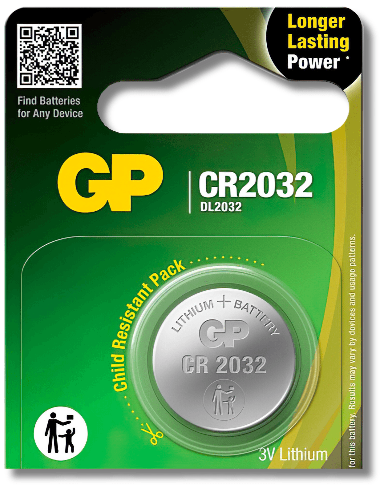 1x GP CR2032 Battery 3V Lithium Coin Cell Button 2032 DL2032 *EXPIRY 01/2035*