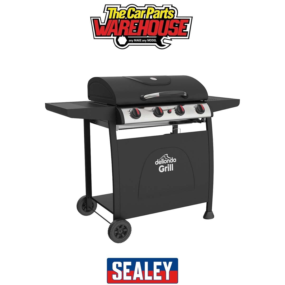 Sealey DG15 Dellonda 4 Burner Gas BBQ Grill with Piezo Ignition and Thermo