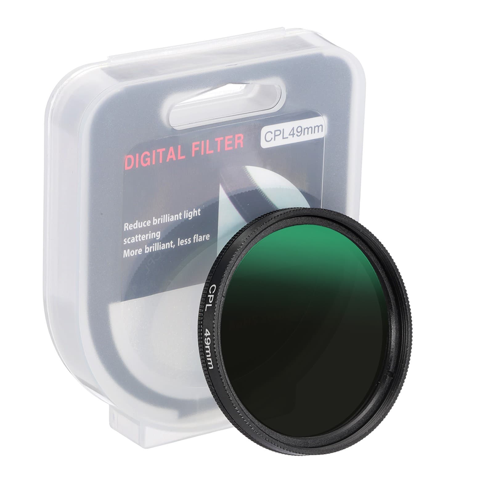 49mm Circular Polarizer Filter Camera Lens Filter with Len Cap Black