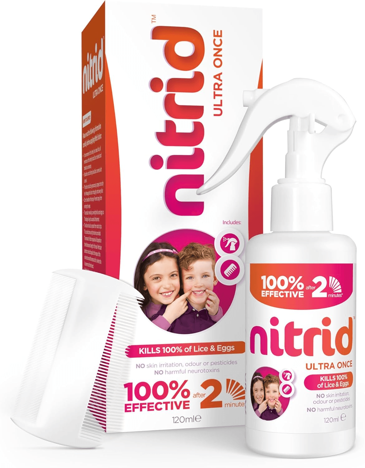 Ultra Once All-In-One Head Lice and Comb - 100% Effective on Lice and Eggs in 2Min