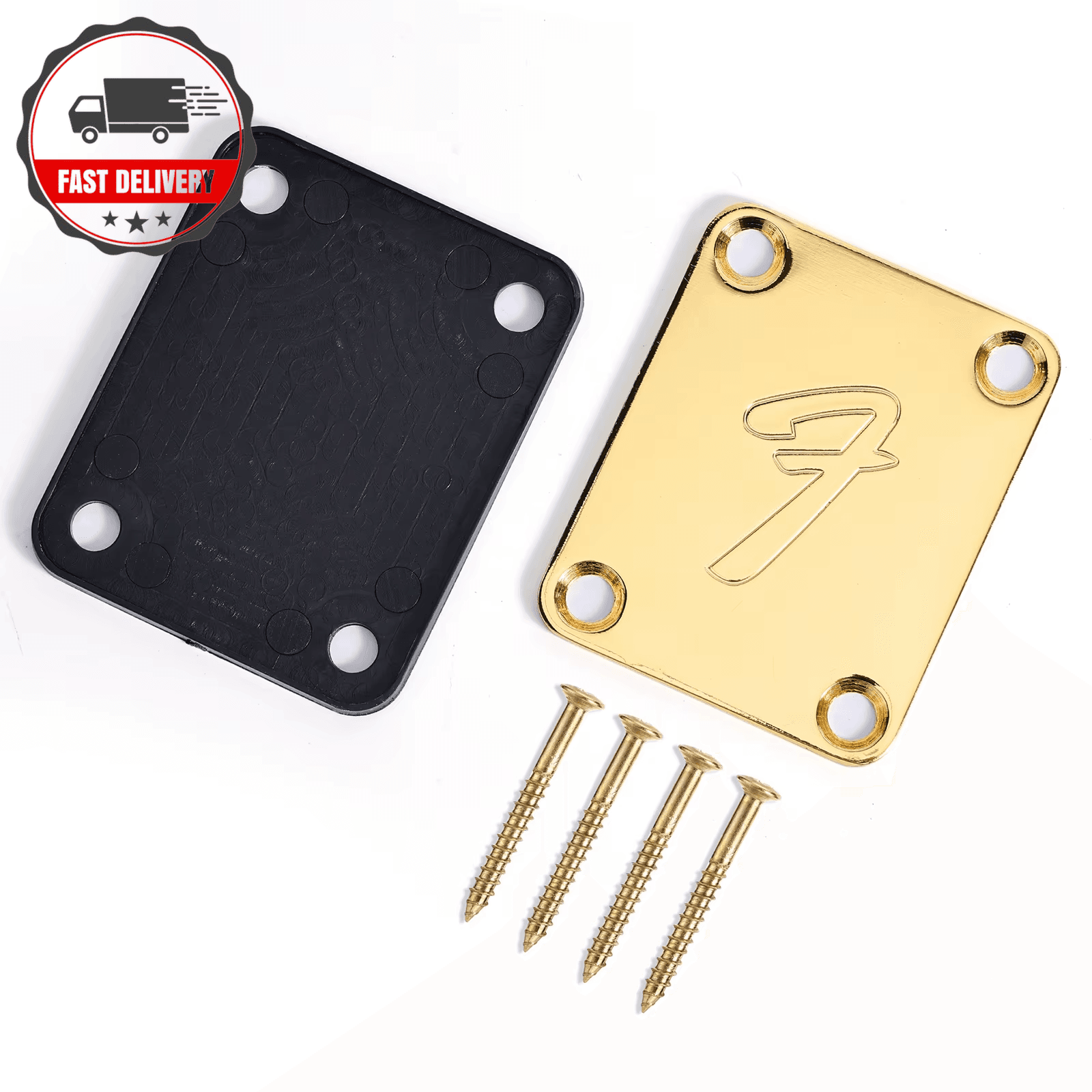70s Fender Vintage F Guitar Neck Plates Gold for Stratocaster and Telecaster
