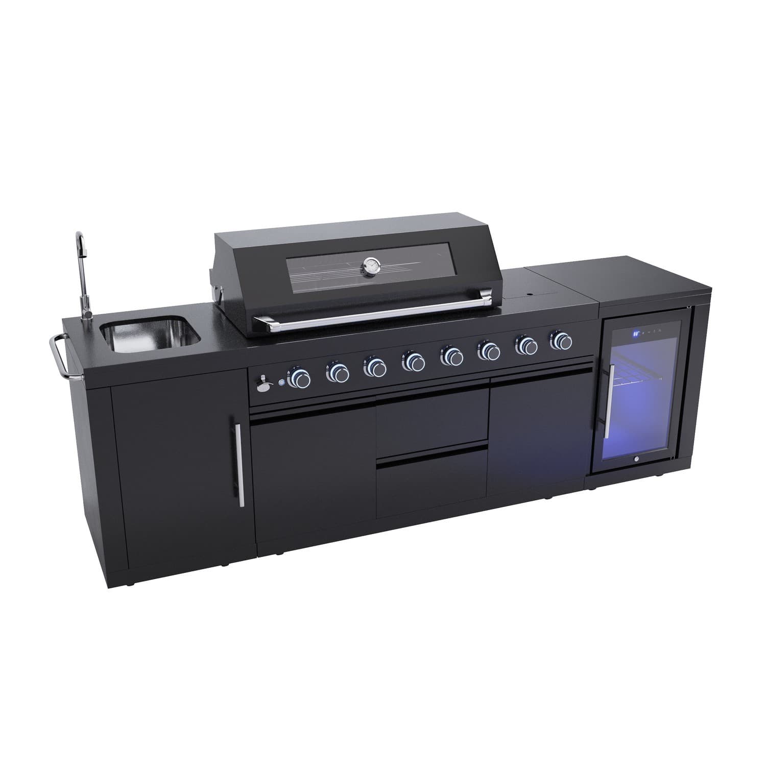 Monster Grill - Ultimate Outdoor Kitchen in Black - 6 Burner Gas BBQ Gr MG6KITBL