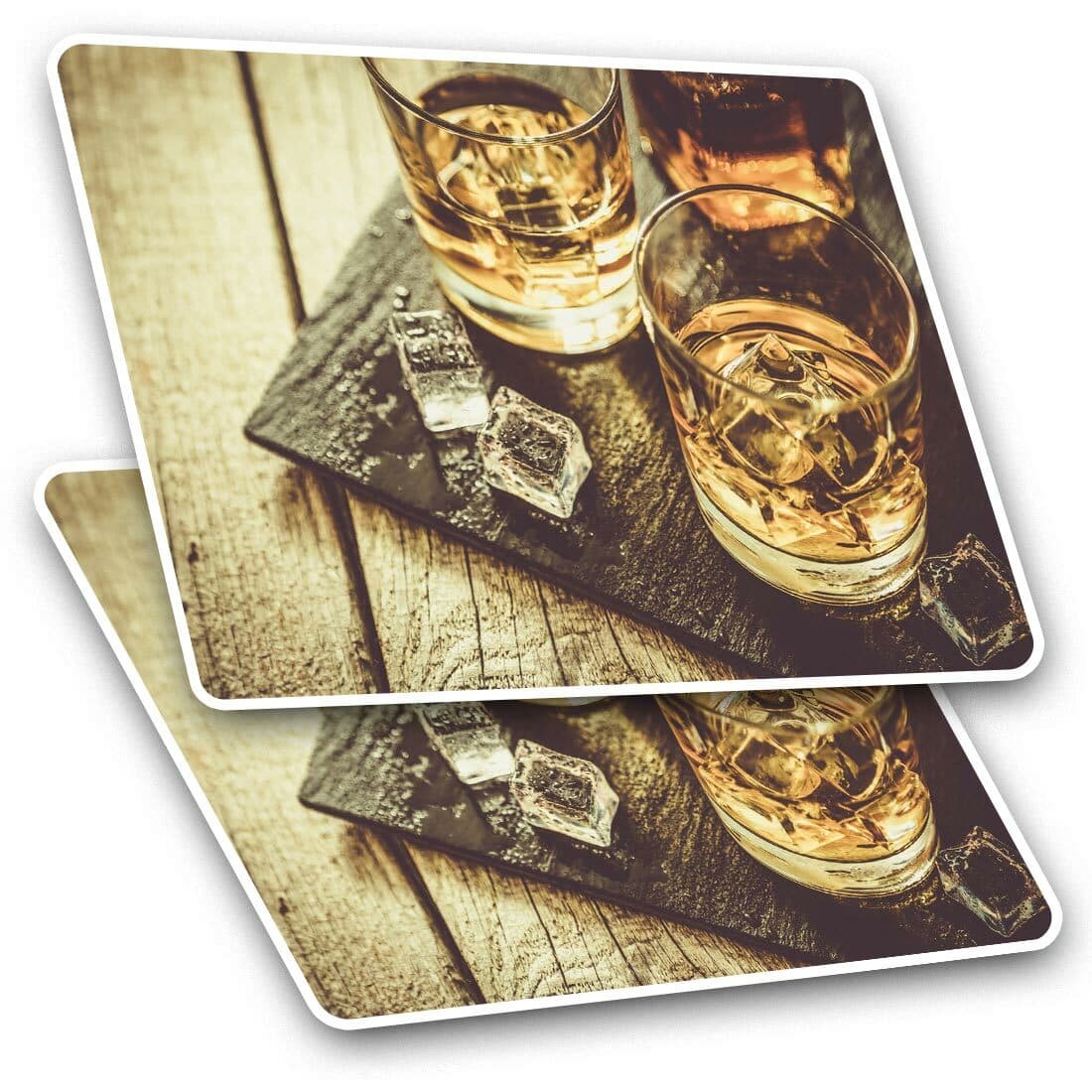 2 x Rectangle Stickers 7.5 cm - whiskey Glasses Drink Whisky Alcohol Cool Gift #