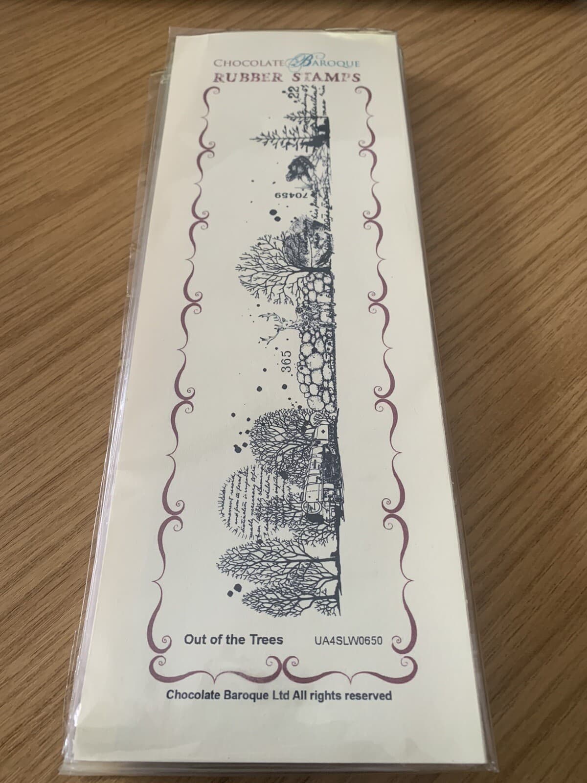 Chocolate Baroque Grey Rubber Stamp Unmounted - Out of the Trees- NEW
