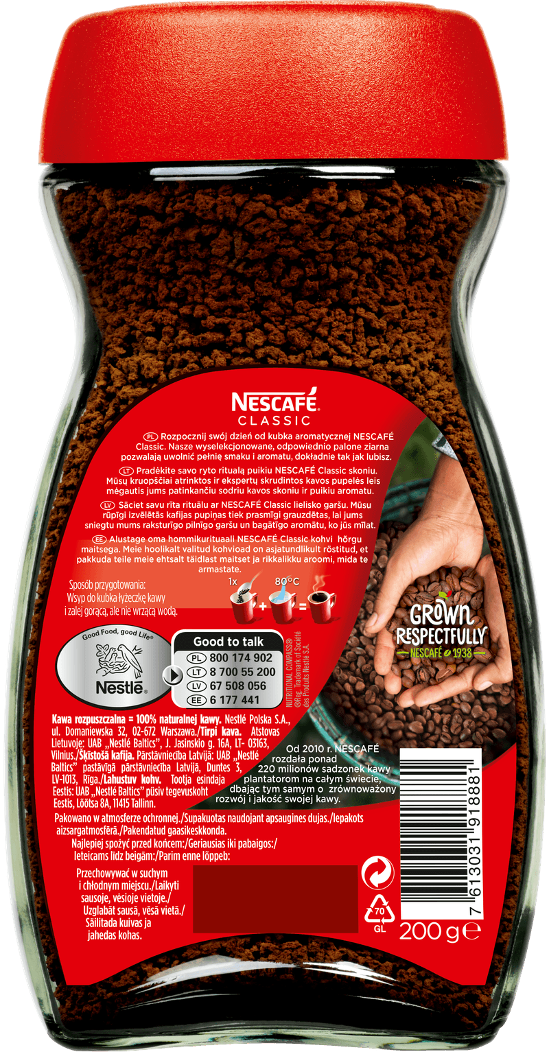 7613031918881 NESCAFÉ Classic Kawa rozpuszczalna 200g Nestle Polska S.A.
